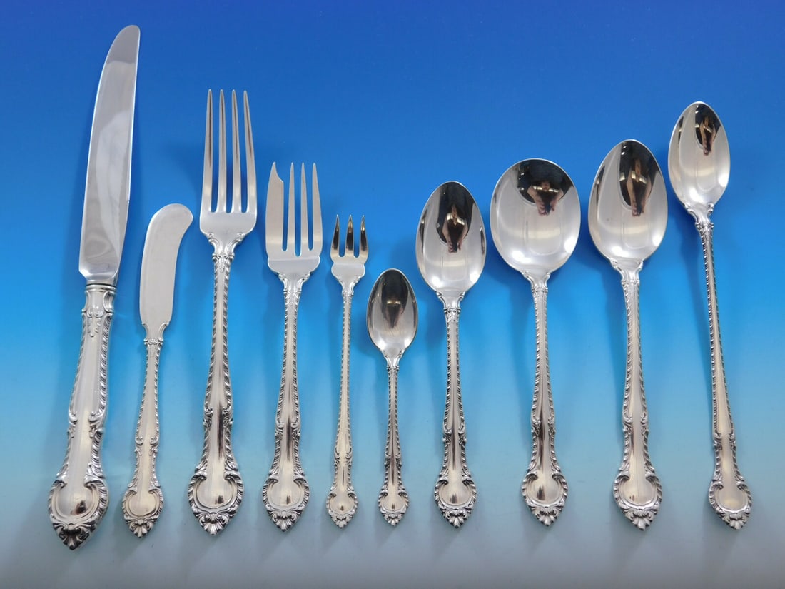Gorham English Gadroon Sterling Silver Flatware Set 94 pcs Service for 8 (1 of 12)