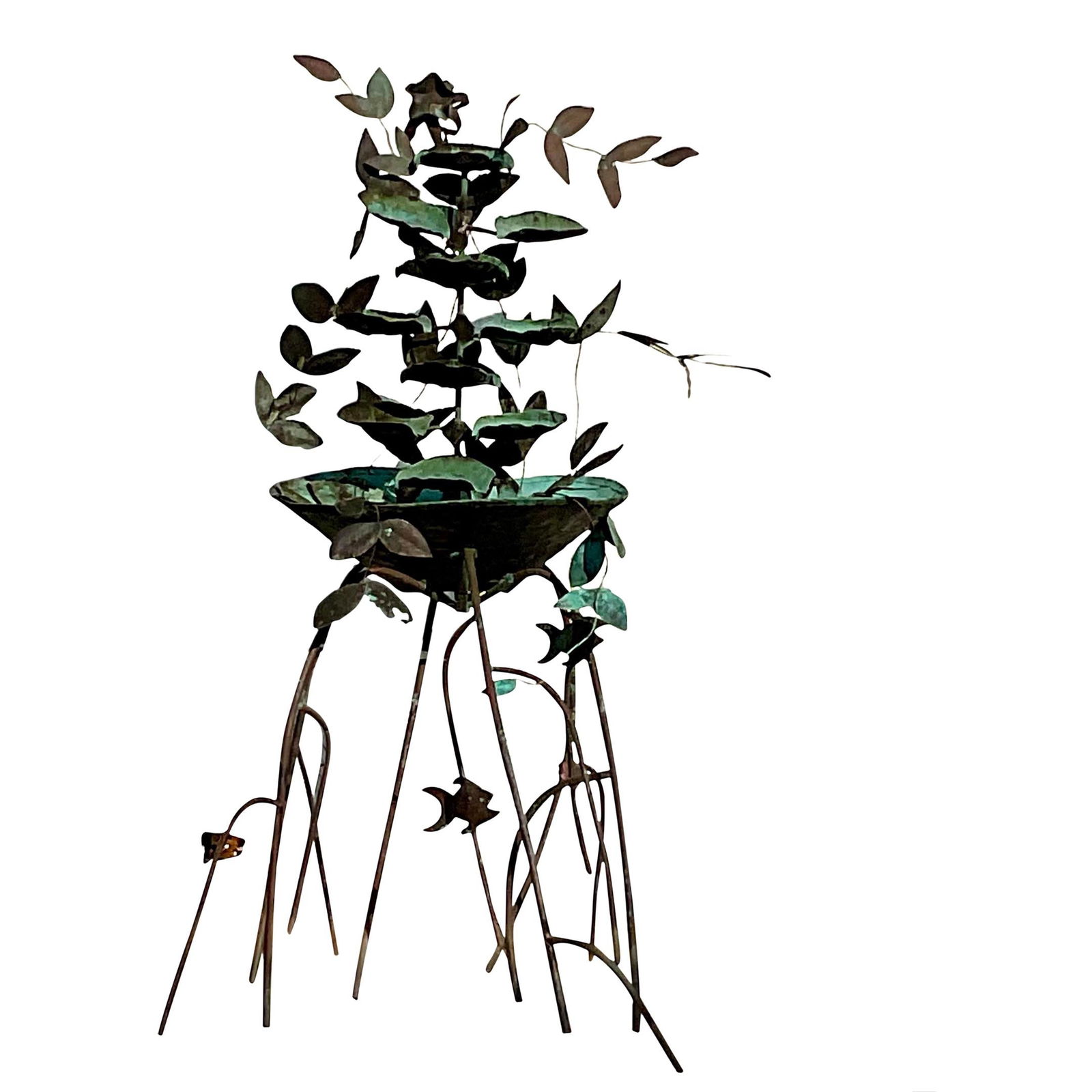 Vintage Boho Copper Fountain Artisan Mangrove Design Verdigris: Vintage Boho Copper Fountain Artisan Mangrove Design Verdigris Enhance your space with this stunning vintage Boho water fountain, featuring a captivating artisan-crafted Mangrove design. The fountain