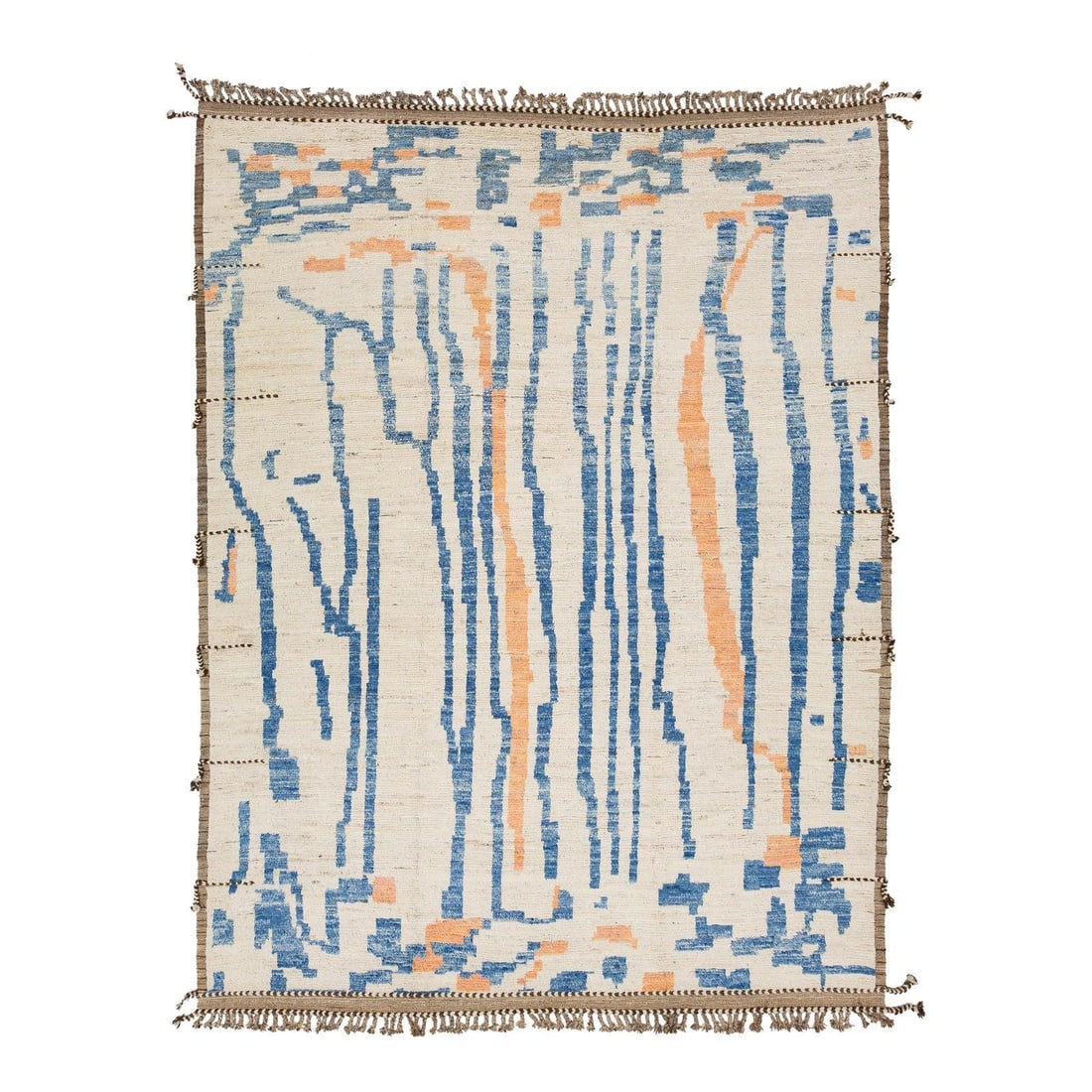 10'1 x 13' Handmade Moroccan Wool Rug Beige Abstract Design (1 of 9)