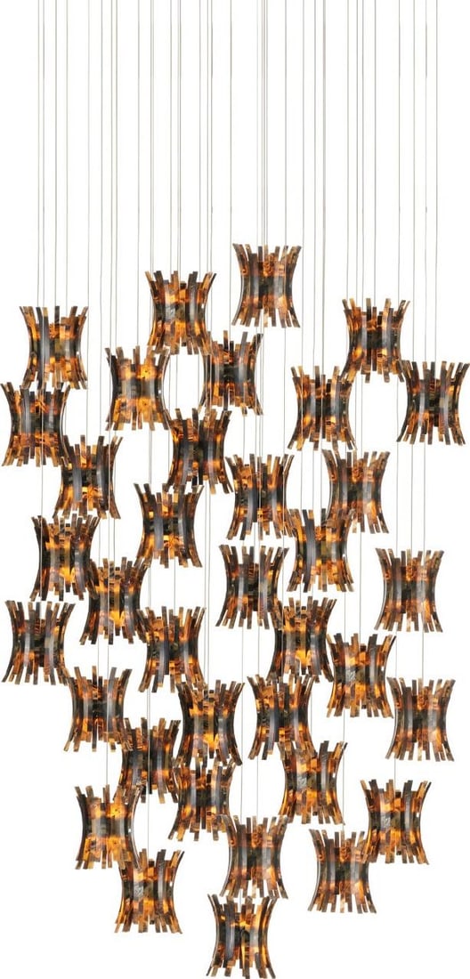 Currey Alsop Multi-Drop Pendant Light 36 Bulbs Vintage Style: Currey Alsop Multi-Drop Pendant Light 36 Bulbs Vintage Style Illuminate your space with this elegant multi-drop lighting fixture, designed in a stunning Hollywood Regency style. This new item features