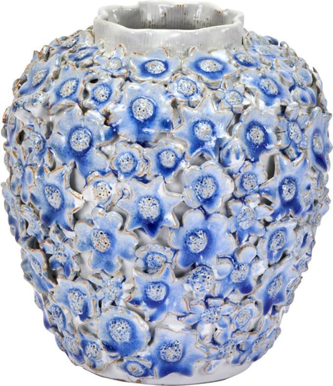 Handmade Light Blue Ceramic Floral Vase 8H 7W 7D (1 of 2)