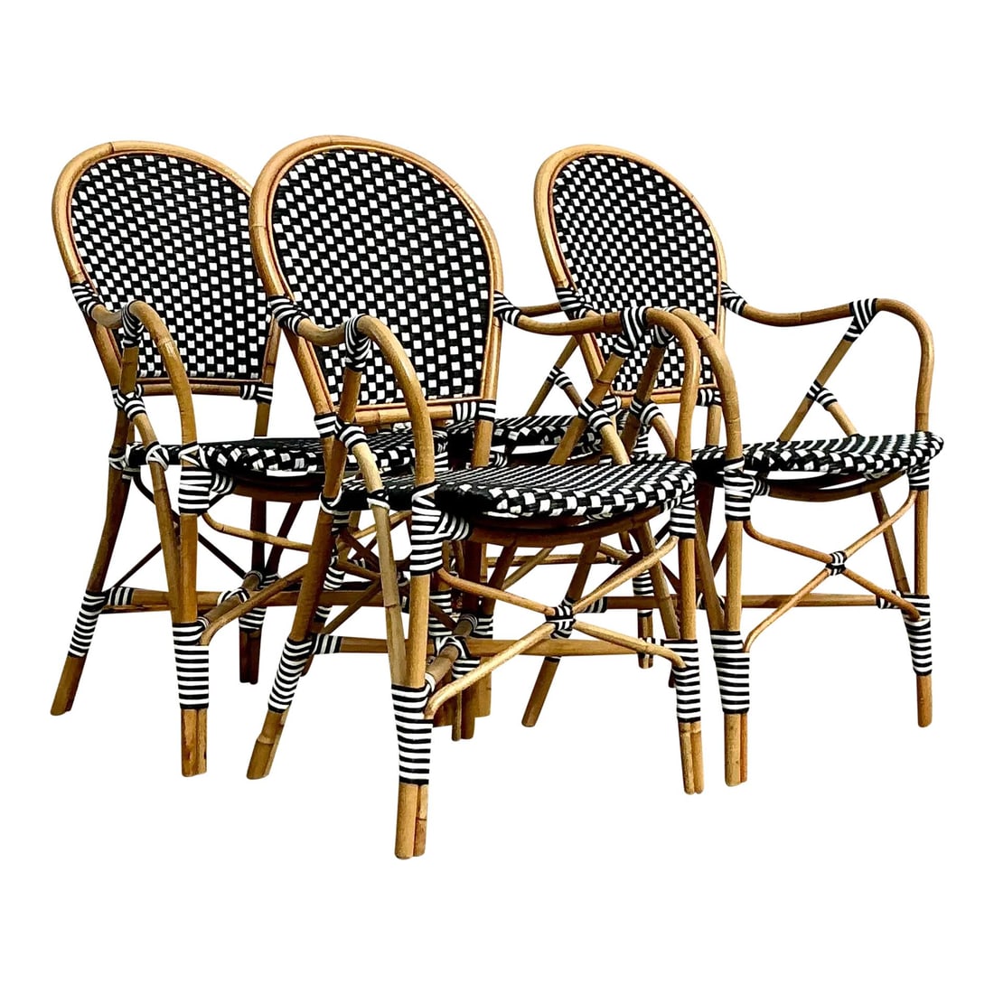 Set of 4 Vintage Boho Woven Resin Rattan Cafe Chairs (1 of 10)