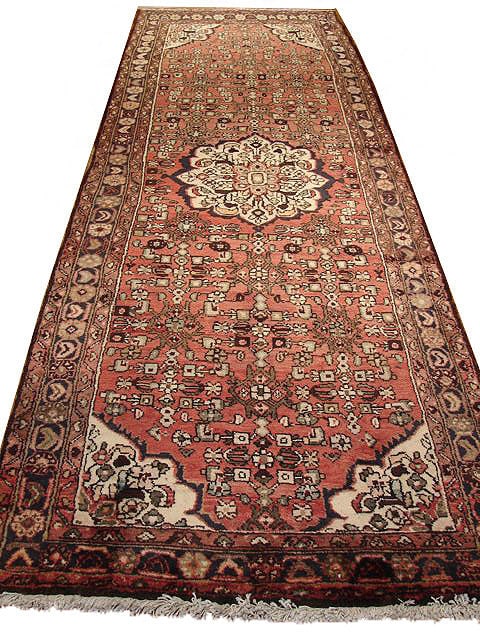 Handcrafted 3'6 x 10'2 Red Persian Hamadan Runner Rug (1 of 5)