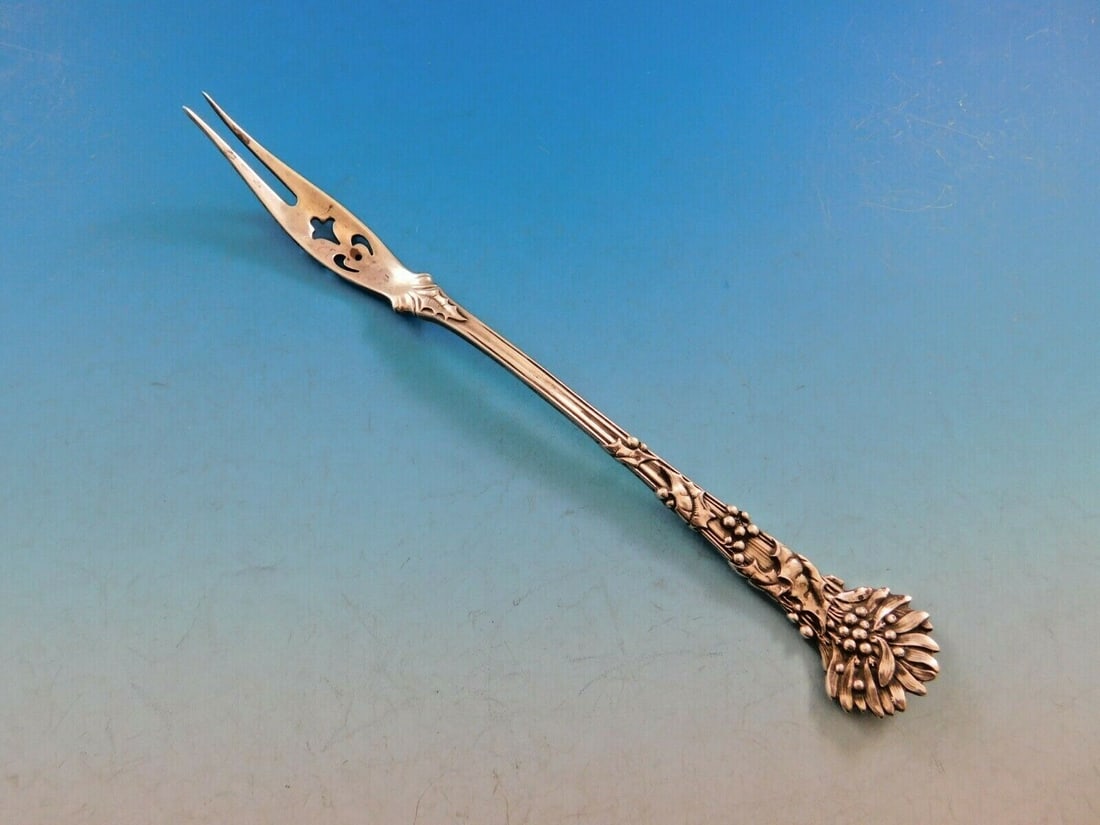 Tiffany & Co. Holly Sterling Silver Olive Fork 7" 4-Piercings (1 of 4)