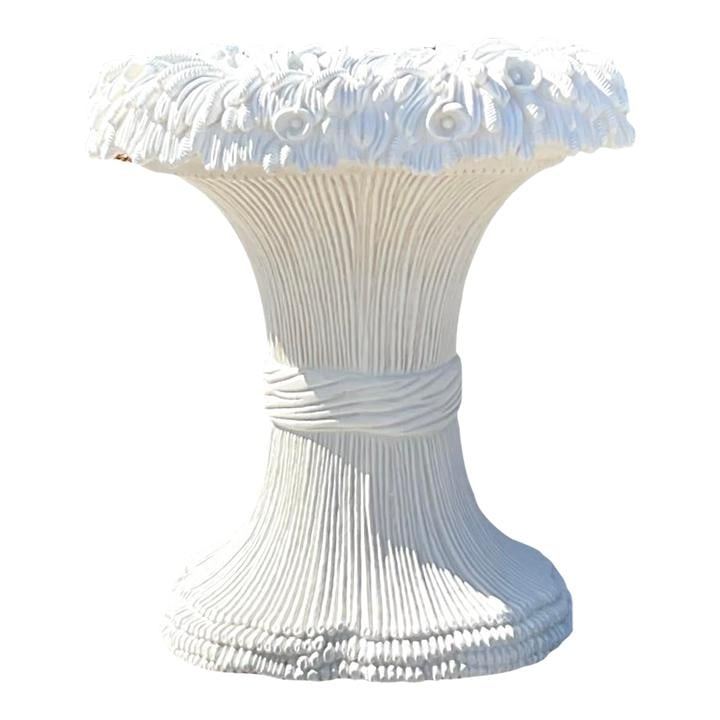 Vintage Boho Gesso Wood Carved Floral Dining Table Pedestal 30in (1 of 9)