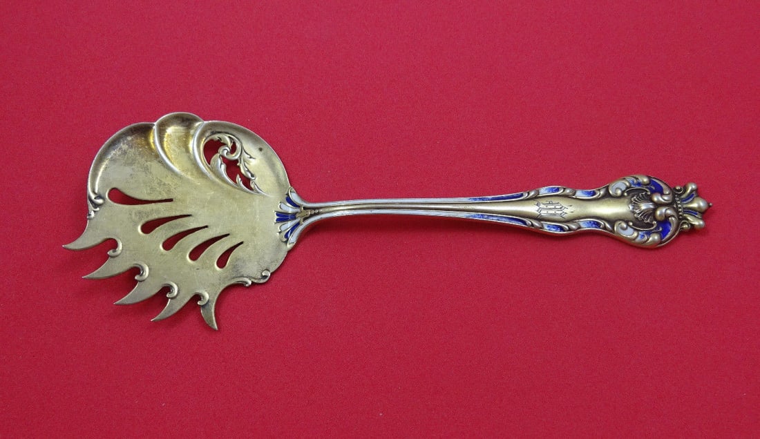 Mount Vernon Howard Sterling Silver Cucumber Server Queen Vermeil Enamel 6" (1 of 1)