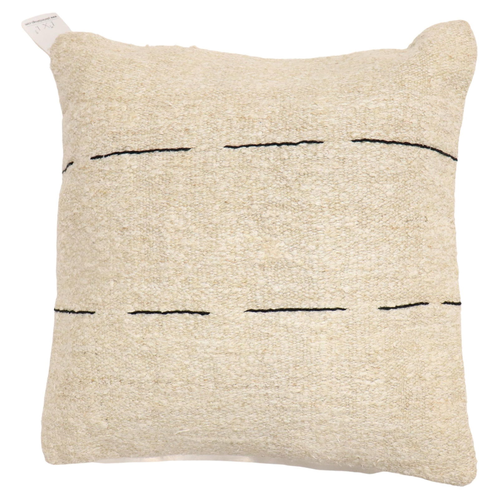 Vintage Turkish Hemp Kilim Pillow Modern 19 x 20 Square: Vintage Turkish Hemp Kilim Pillow Modern 19 x 20 Square Enhance your living space with this Hemp Minimalist Large Square Turkish Kilim Pillow. Crafted from vintage Turkish hemp kilim, this pillow feat