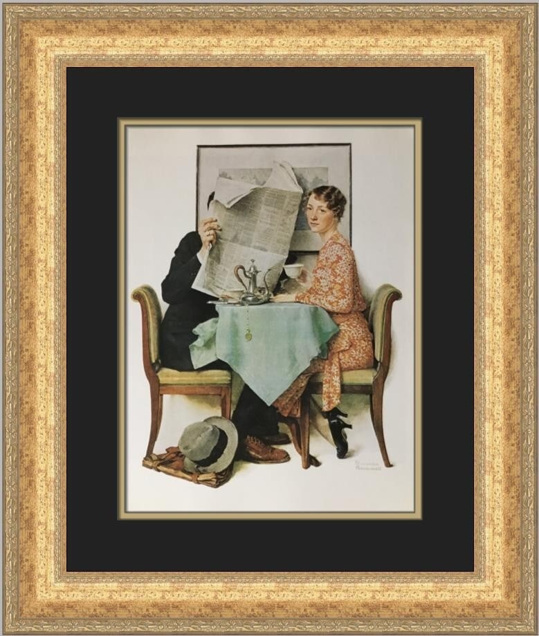 Norman Rockwell At The Breakfast Table Custom Framed Print 1977 Americana (1 of 2)