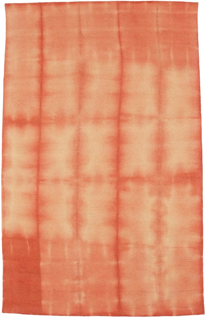 Coral Red Hand-Tufted Wool Area Rug Modern Abstract 5X8 (1 of 12)