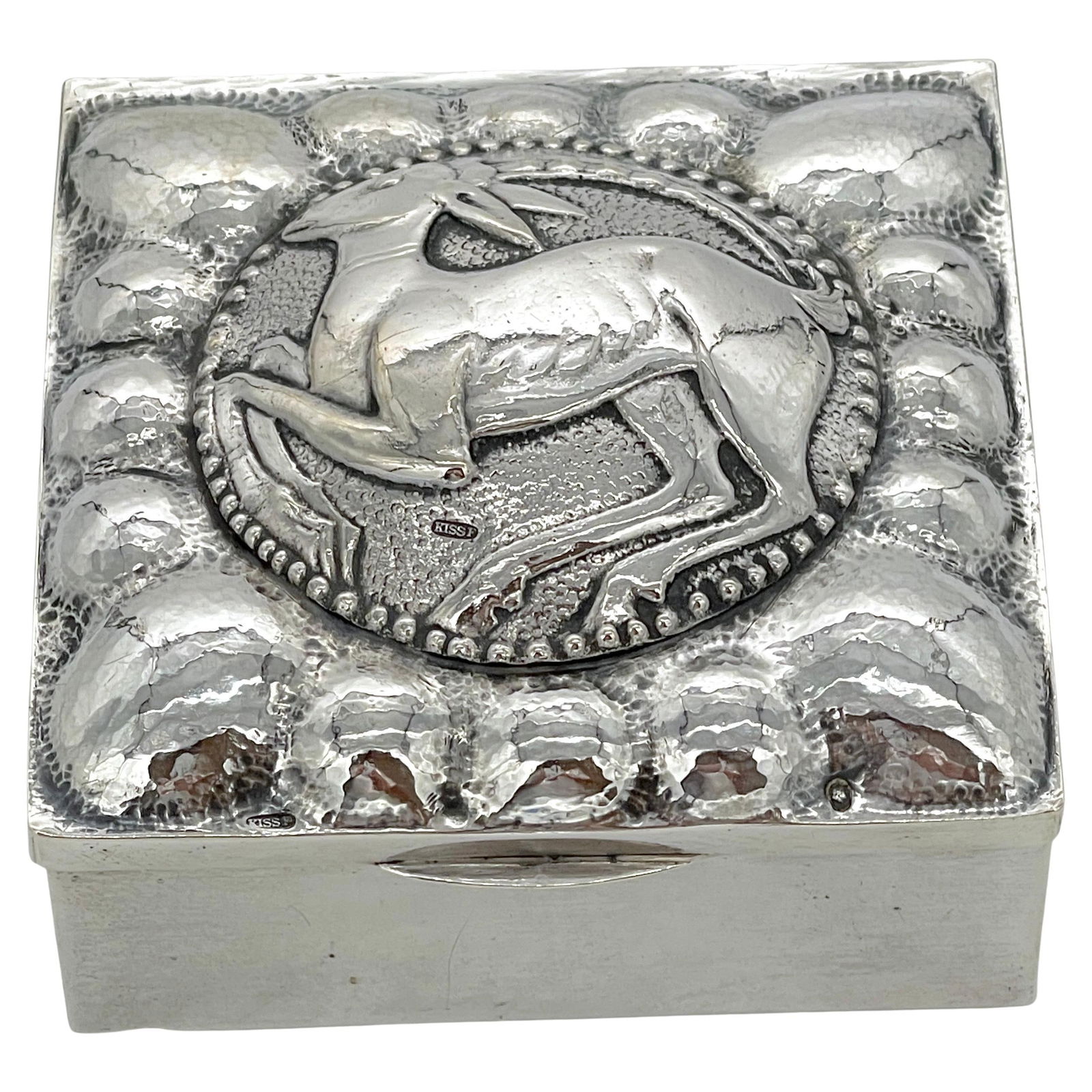Art Deco French Sterling Silver Ram Motif Box 1925 KISS F (1 of 14)