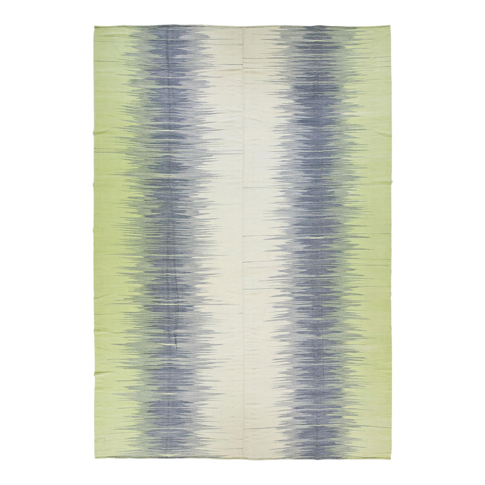 Oversize Green and Gray Abstract Wool Kilim Rug 11'8" x 17': Oversize Green and Gray Abstract Wool Kilim Rug 11'8" x 17' Enhance your living space with this exceptional modern Kilim flat-weave wool rug, featuring a striking green and gray color palette. The rug