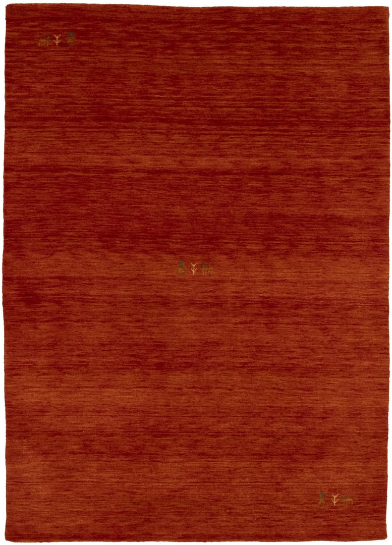 Contemporary Orange-Red Gabbeh Wool Rug 4'2 x 5'11 Rectangular (1 of 14)