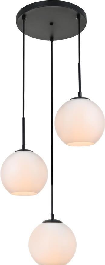 Elegant Lighting Modern Black Pendant Light Frosted Glass UL-Listed (1 of 1)