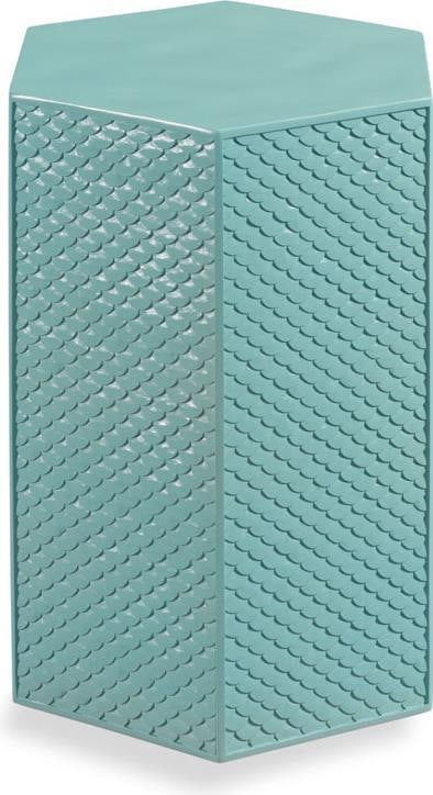 Woodbridge Poseidon Collection Resin Hexagon Drink Table 19H 14W 12D: Woodbridge Poseidon Collection Resin Hexagon Drink Table 19H 14W 12D Elevate your living space with the Poseidon Collection Hexagon Drink Table. This stylish and modern drink table is crafted from dur