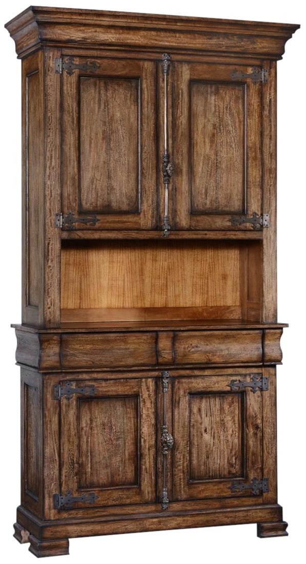 French Country Side Cabinet with Rustic Pecan Finish and Cremone Hardware: French Country Side Cabinet with Rustic Pecan Finish and Cremone Hardware Introducing a stunning French Style Side Cabinet, expertly crafted with solid wood and featuring a beautiful rustic pecan fini