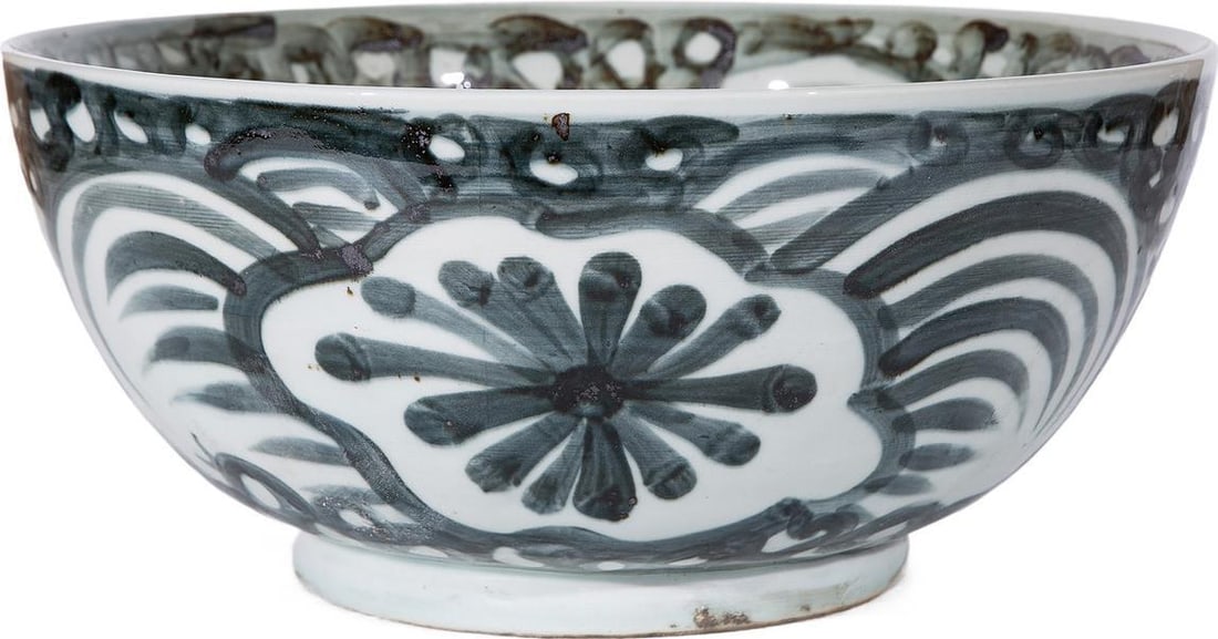 Hand-Crafted Indigo Blue Sea Flower Ceramic Bowl Artisan Design (1 of 4)
