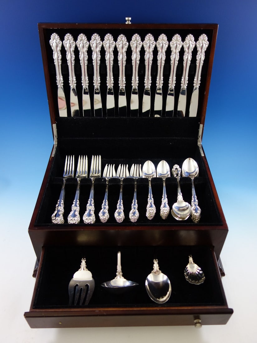 Reed & Barton Spanish Baroque Sterling Silver Flatware Set 64 PC - 2