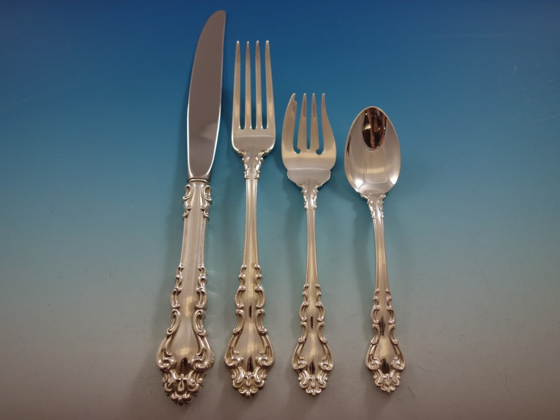 Reed & Barton Spanish Baroque Sterling Silver Flatware Set 64 PC - 3