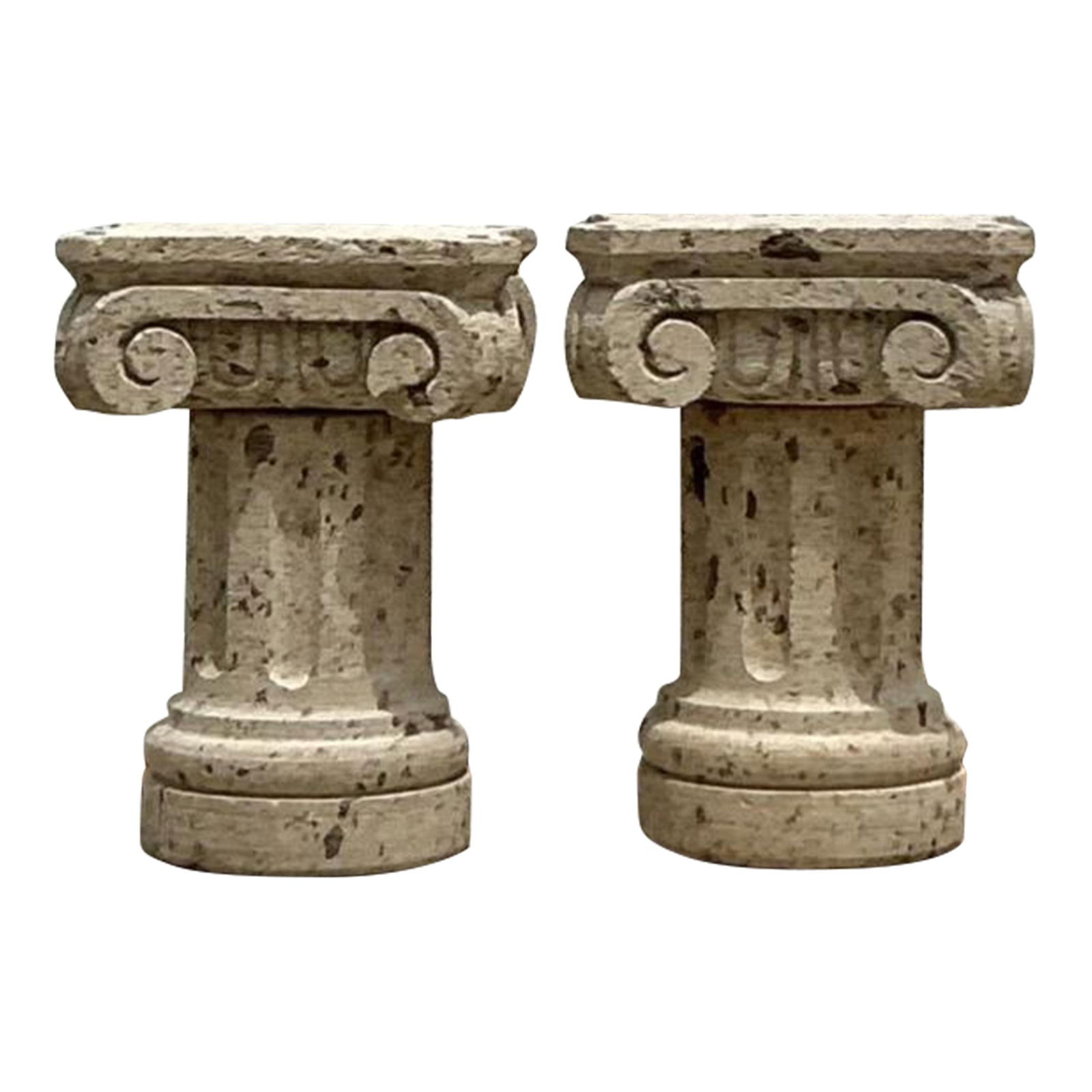 Set of 2 Vintage Boho Carved Sandstone Dining Table Pedestals (1 of 8)