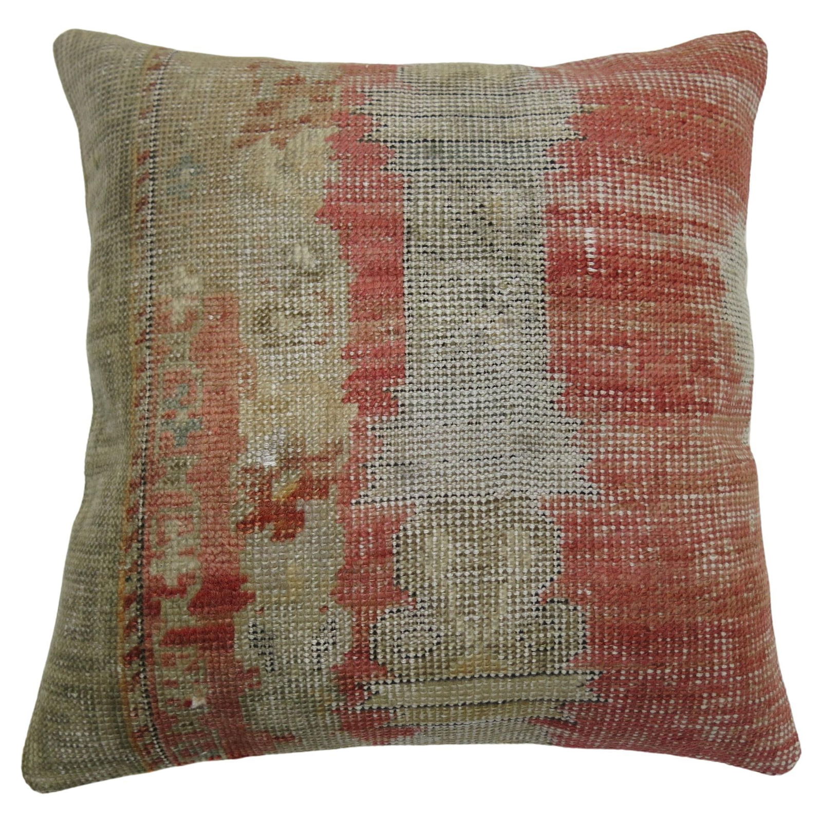 Turkish Ghiordes Rug Pillow 17 x 18 Cotton Wool Vintage Accent: Turkish Ghiordes Rug Pillow 17 x 18 Cotton Wool Vintage Accent Add a touch of history and artistry to your decor with this exquisite Turkish Ghiordes Rug Pillow. Crafted from a late 19th-century Turki