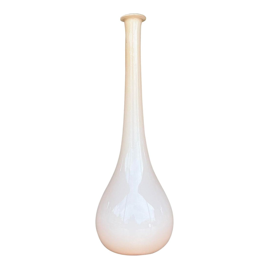 Vintage Hand-Blown Glass Vase 19.75" Blush Art Piece: Vintage Hand-Blown Glass Vase 19.75" Blush Art Piece Enhance your living space with this exquisite vintage hand-blown glass vase, showcasing a sculptural elegance that is both minimalist and breathtak