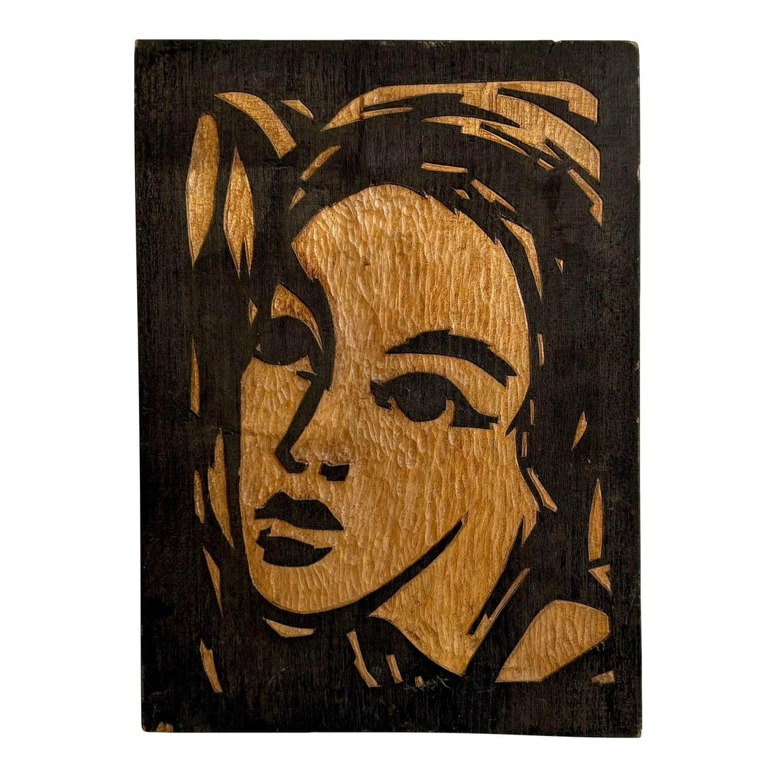 Carved Wood Pop Art Style Portrait Wall Accent (1 of 7)