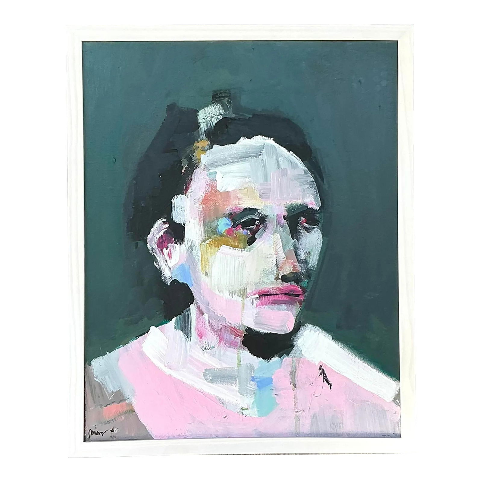 Vintage Boho Abstract Expressionist Oil Portrait on Canvas 17x21.25: Vintage Boho Abstract Expressionist Oil Portrait on Canvas 17x21.25 Enhance your living space with this exquisite vintage abstract expressionist oil portrait on canvas. This unique artwork features bo