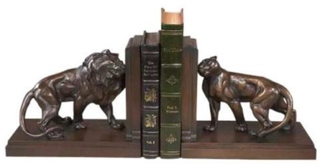 Majestic Lion King Lodge Style Bookends Hand-Cast Resin (1 of 1)