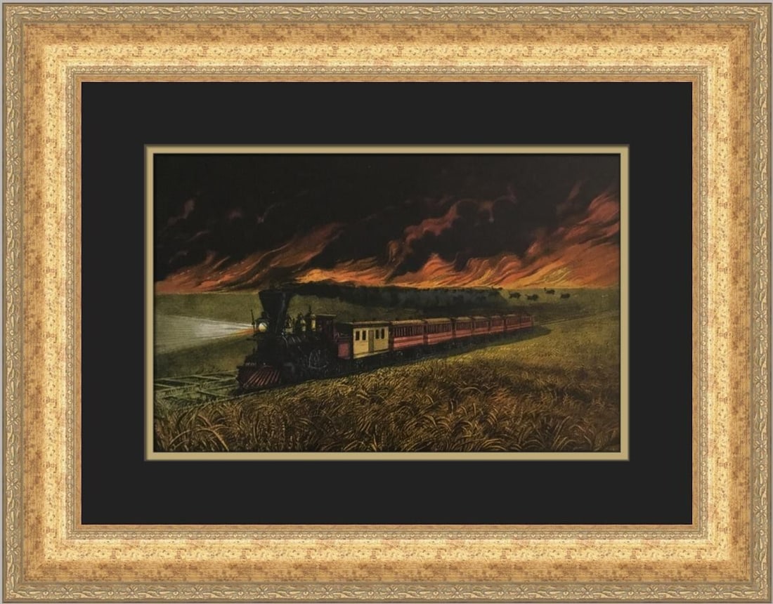Currier & Ives Praire Fires of the Great West Custom Framed Print 18 x 22 (1 of 2)