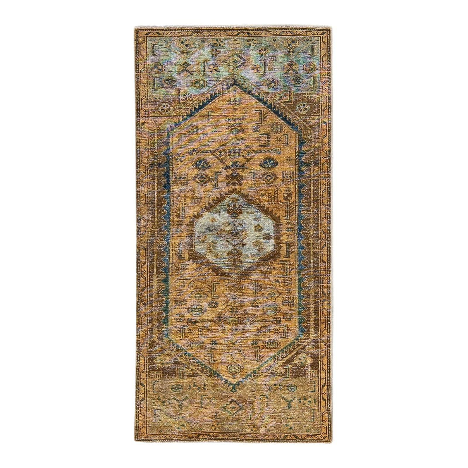 1960s Vintage Persian Handmade Wool Rug Geometric Design Brown (1 of 7)