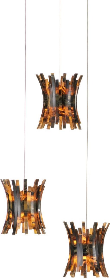 Currey & Co Alsop Multi-Drop Pendant Light Hollywood Regency 3-Light (1 of 3)