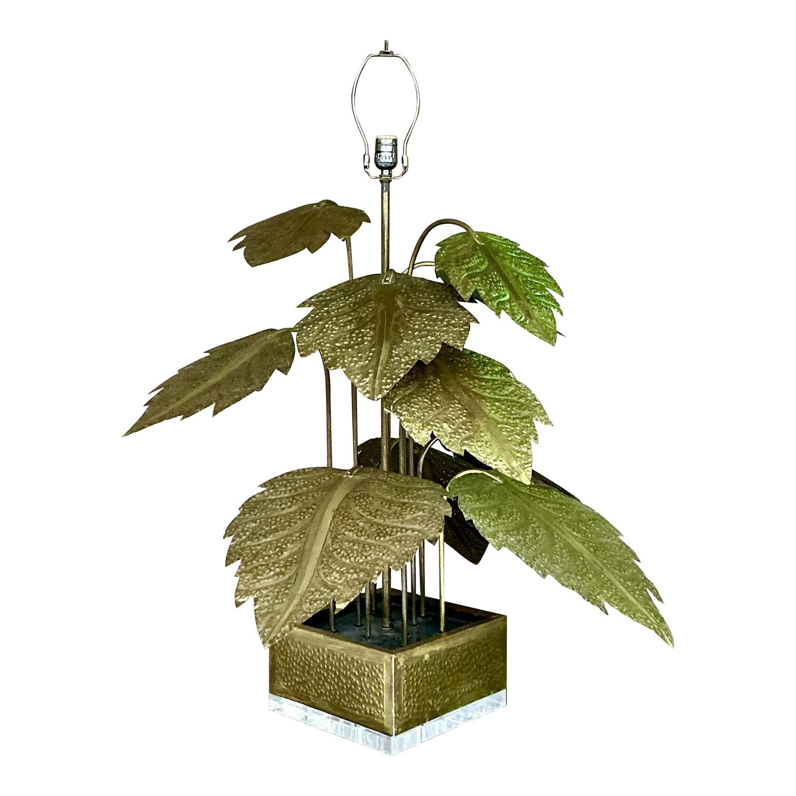 Vintage Regency Punch-Cut Brass Leaves Decorative Lamp 30 x 30 x 38.5 (1 of 10)