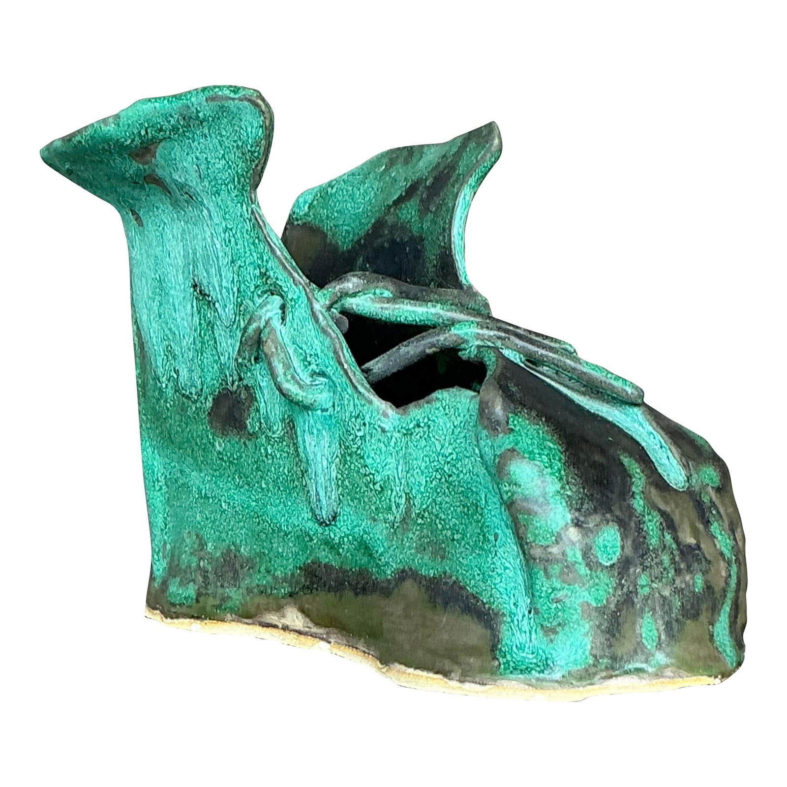 Whimsical Vintage Boho Studio Pottery Shoe Sculpture Tiffany Blue (1 of 9)