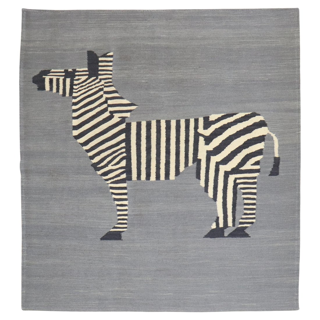 Zabihi Collection Persian Zebra Kilim 58 x 58 Hand-Woven Wool (1 of 9)