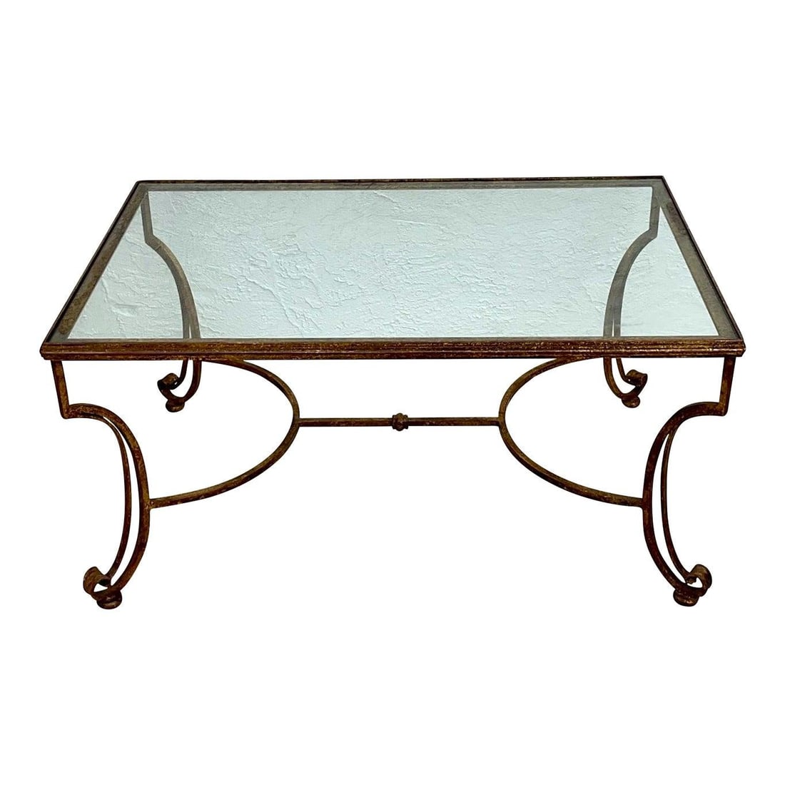 Vintage Gilt Iron Coffee Table with Glass Top 42.5 x 28.25 (1 of 10)