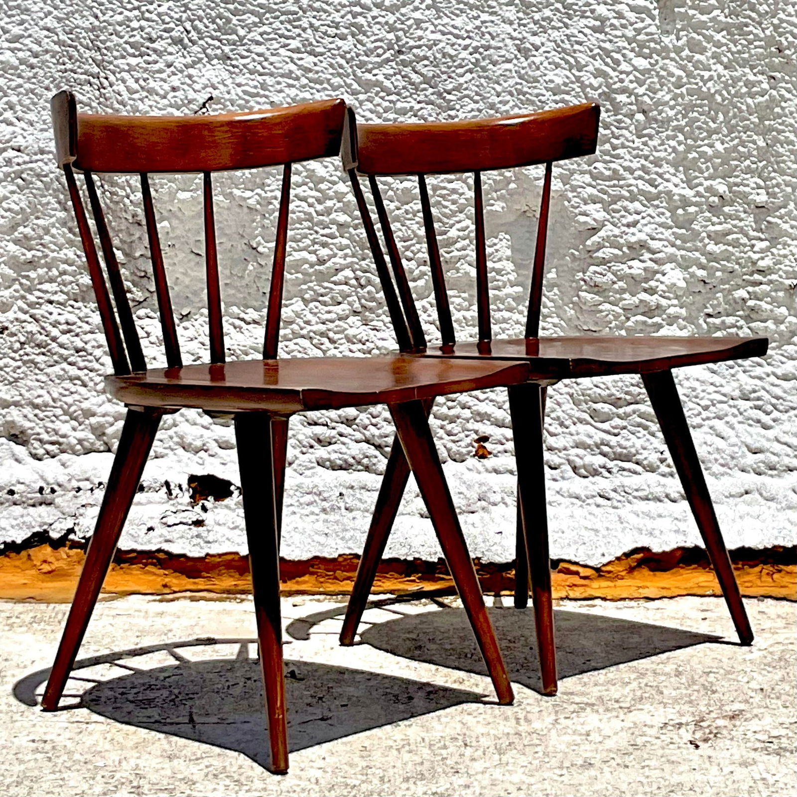 Mid Century Modern Spindle Back Dining Chairs Set of 2 Paul McCobb Inspired Brown Wood - 7