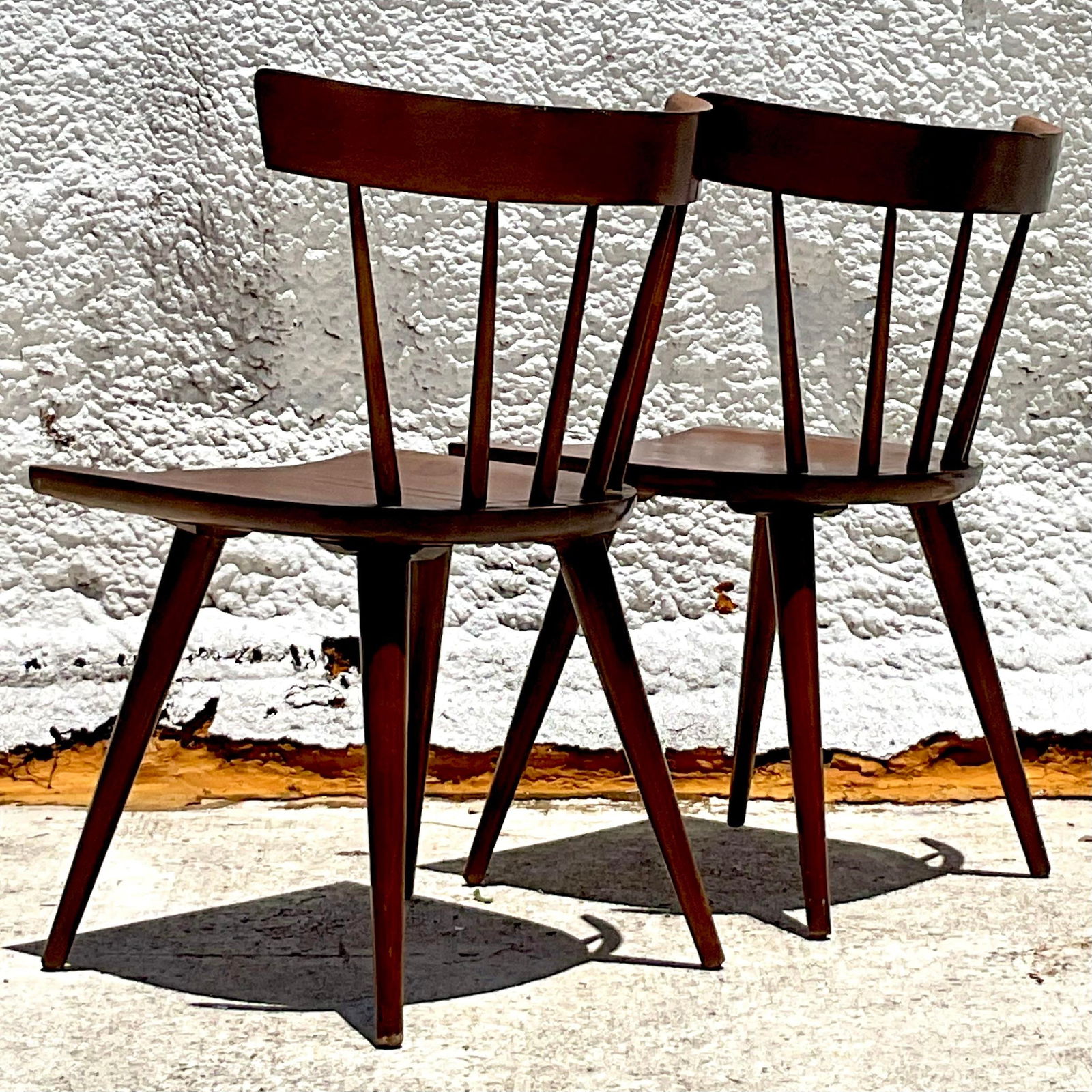 Mid Century Modern Spindle Back Dining Chairs Set of 2 Paul McCobb Inspired Brown Wood - 8