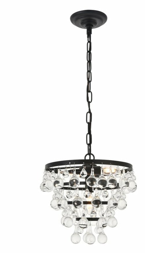 Living District Kora 3-Light Black Crystal Pendant Chandelier: Living District Kora 3-Light Black Crystal Pendant Chandelier Illuminate your space with the stylish Kora 3-Light Black Pendant Ceiling Light. This modern chandelier features a sleek black finish and