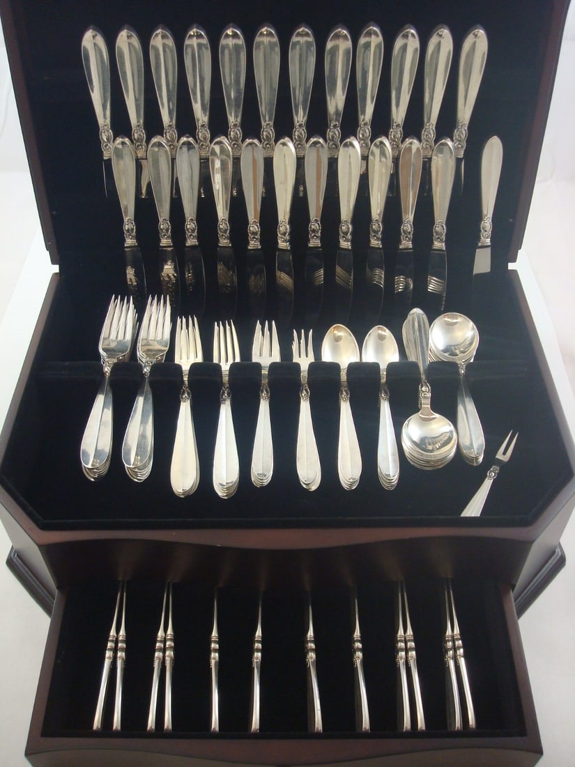 Frigast Princess Fuchsia Sterling Silver Flatware Set 109 Pcs with Storage Chest (1 of 7)