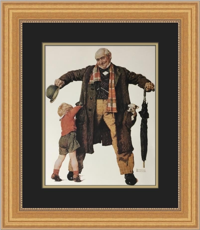 Norman Rockwell The Gift Custom Framed Print 1975 Americana Art (1 of 2)