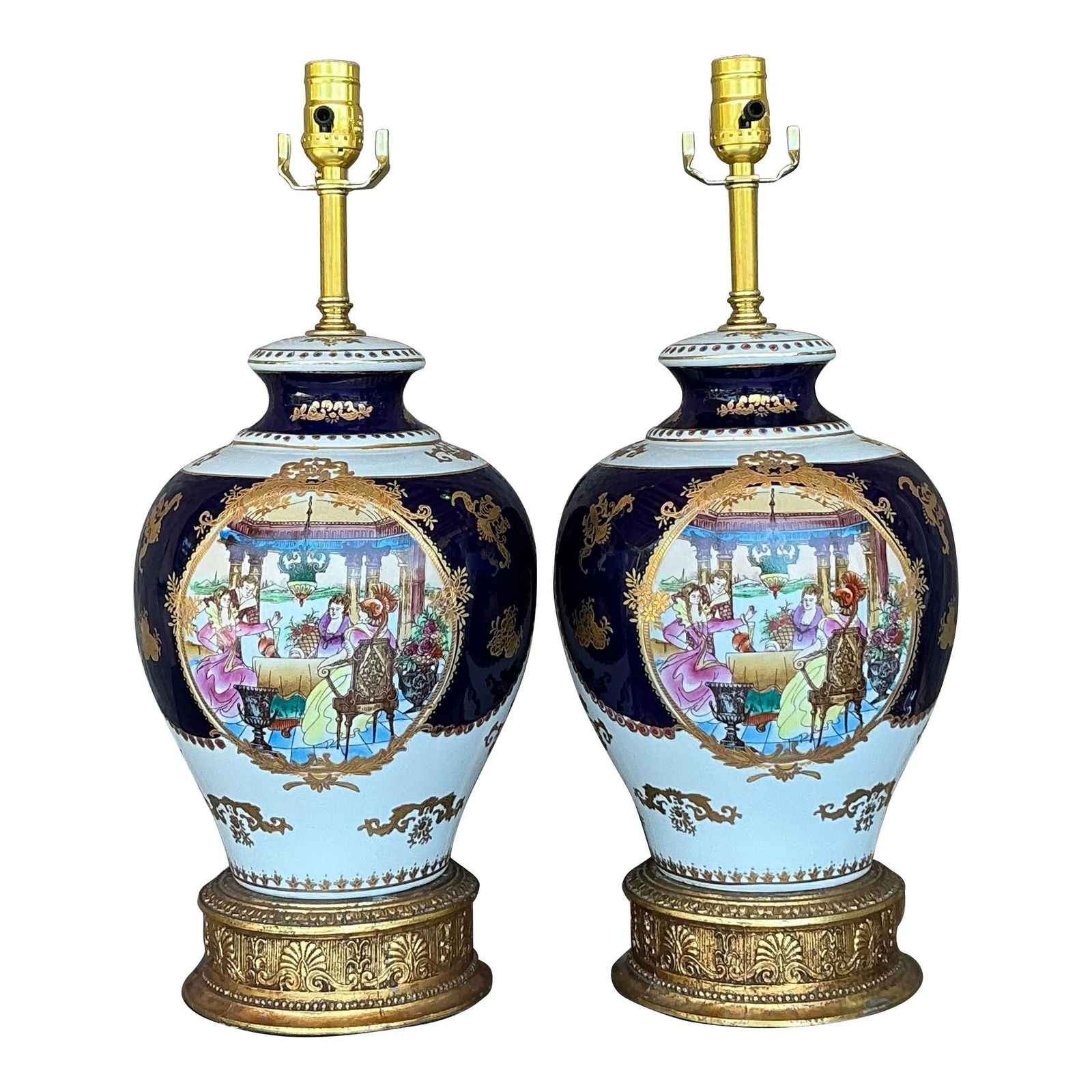 Elegant Vintage Limoges Lamps Pair with Gold Accents (1 of 8)