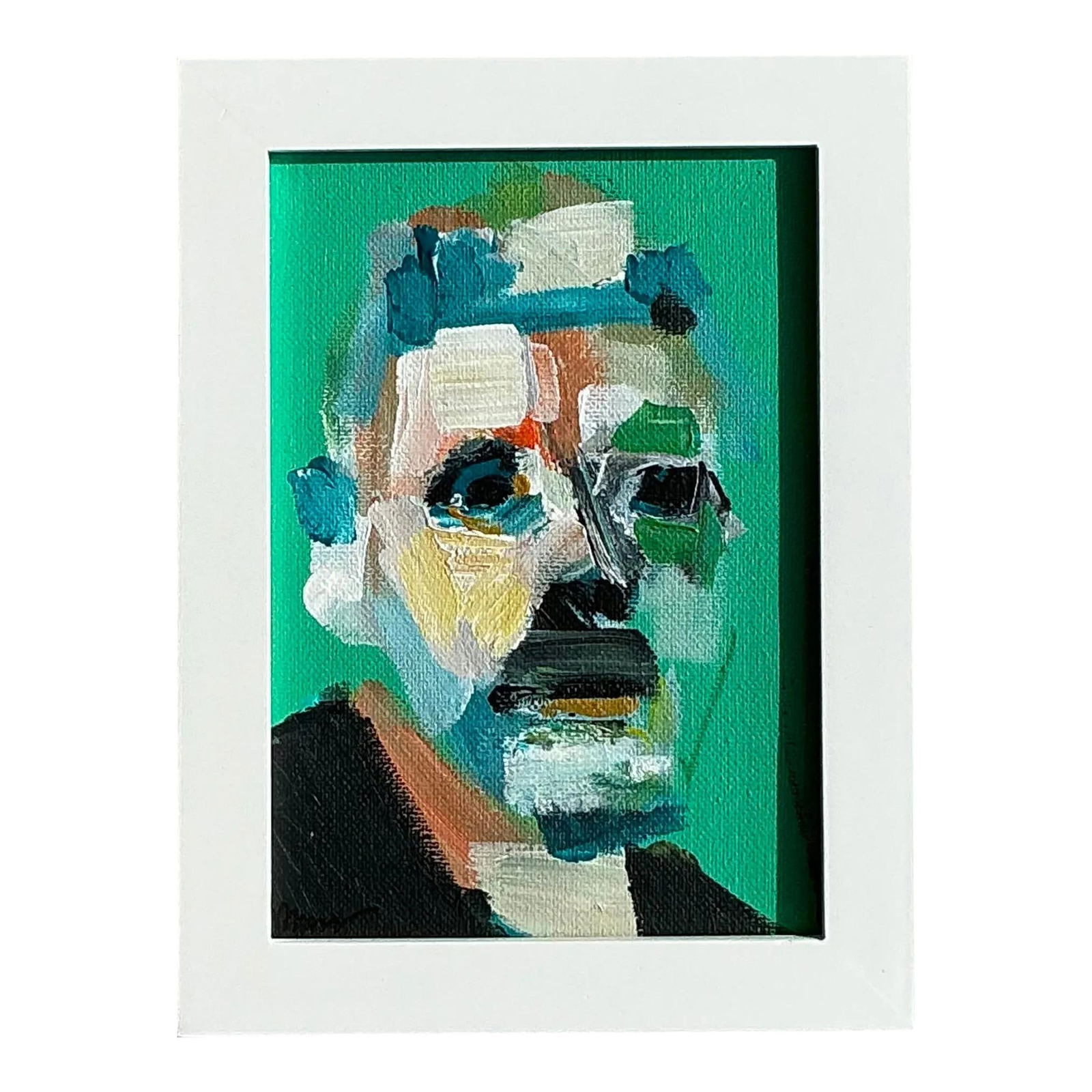 Vintage Boho Abstract Expressionist Oil Portrait Canvas 5 x 7: Vintage Boho Abstract Expressionist Oil Portrait Canvas 5 x 7 This captivating vintage oil portrait showcases a bold and vibrant abstract expressionist style, blending dynamic brushstrokes with a stri