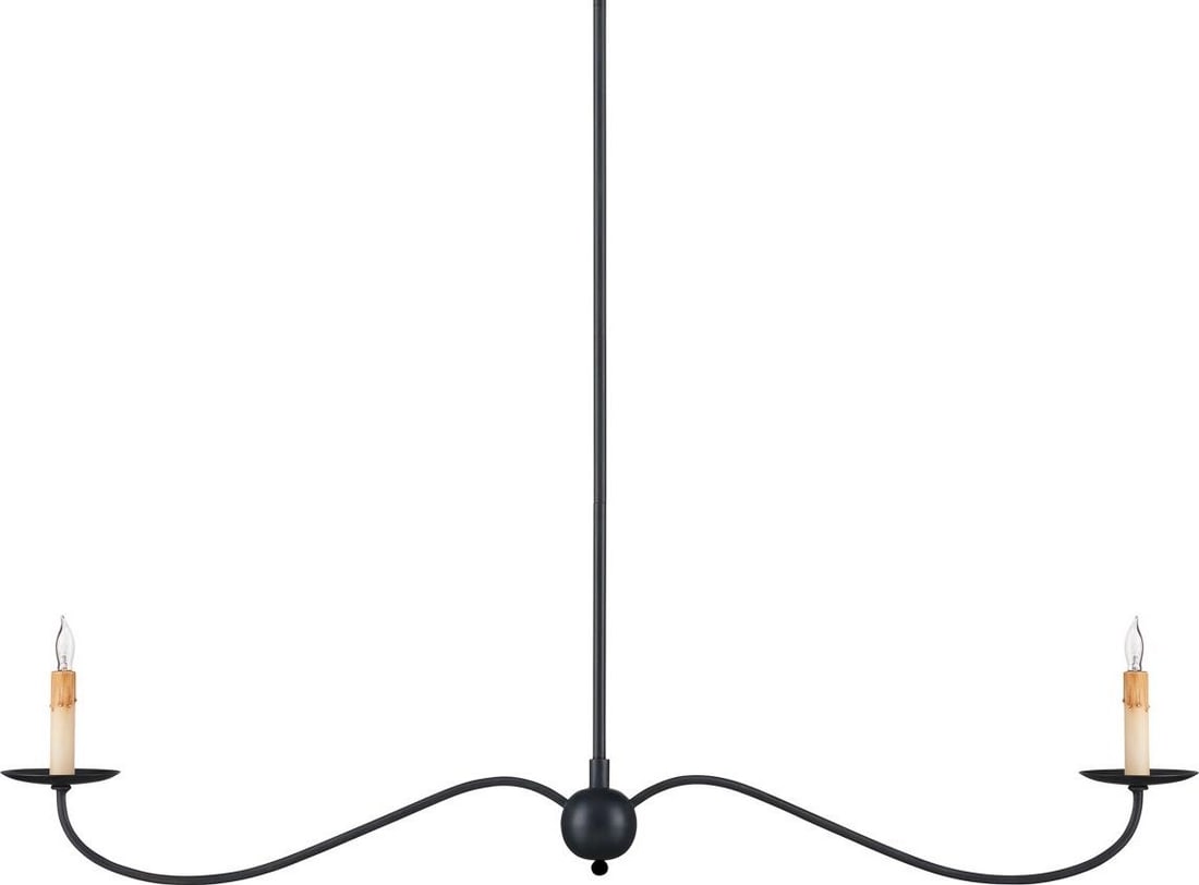 Currey Saxon Zanzibar Black Linear Chandelier 14H 43.25W Wrought Iron (1 of 5)