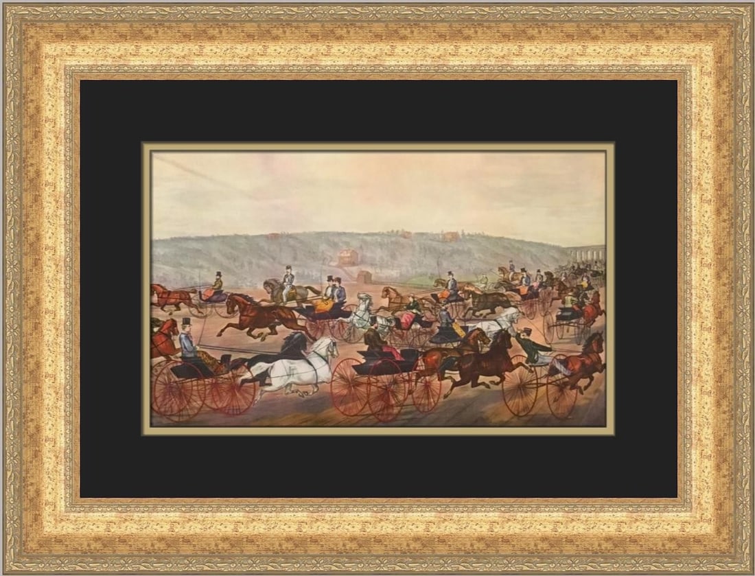 Currier & Ives Speeding on the Avenue Custom Framed Art Print 1952 (1 of 2)