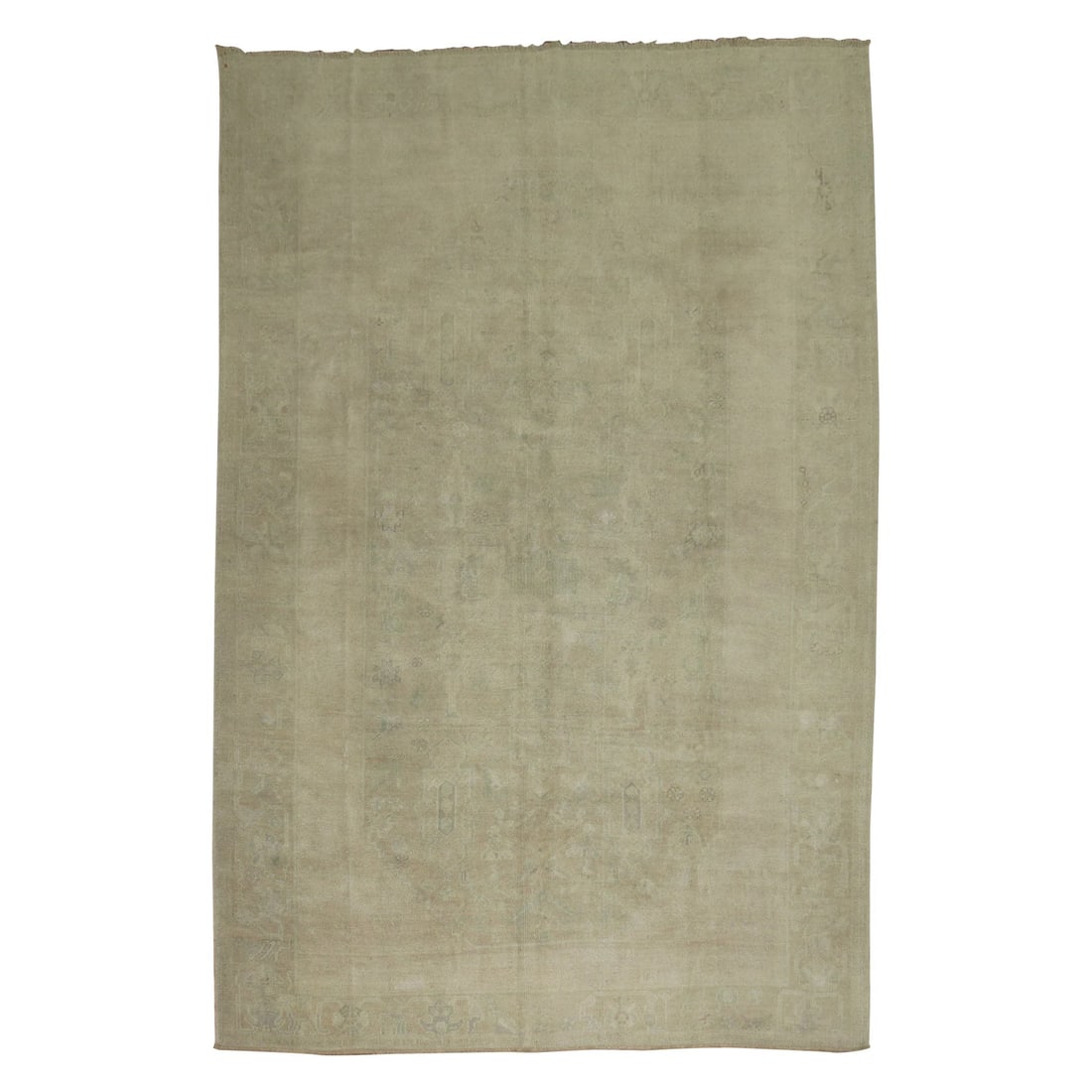 Mid-Century Modern Neutral Wool Turkish Oushak Rug 75 x 105 (1 of 7)