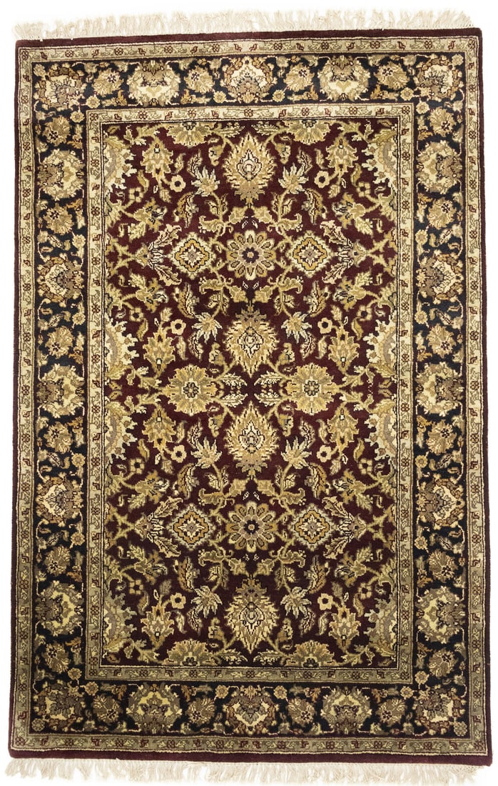 Handmade Floral Wool Agra Jaipur Area Rug 4'0 x 6'2 Modern Decor (1 of 12)