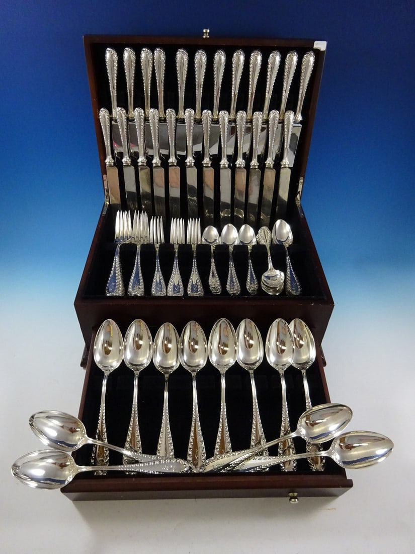 Shiebler Victoria Sterling Silver Flatware Set for 12 - 84 Pcs with Storage Chest (1 of 6)
