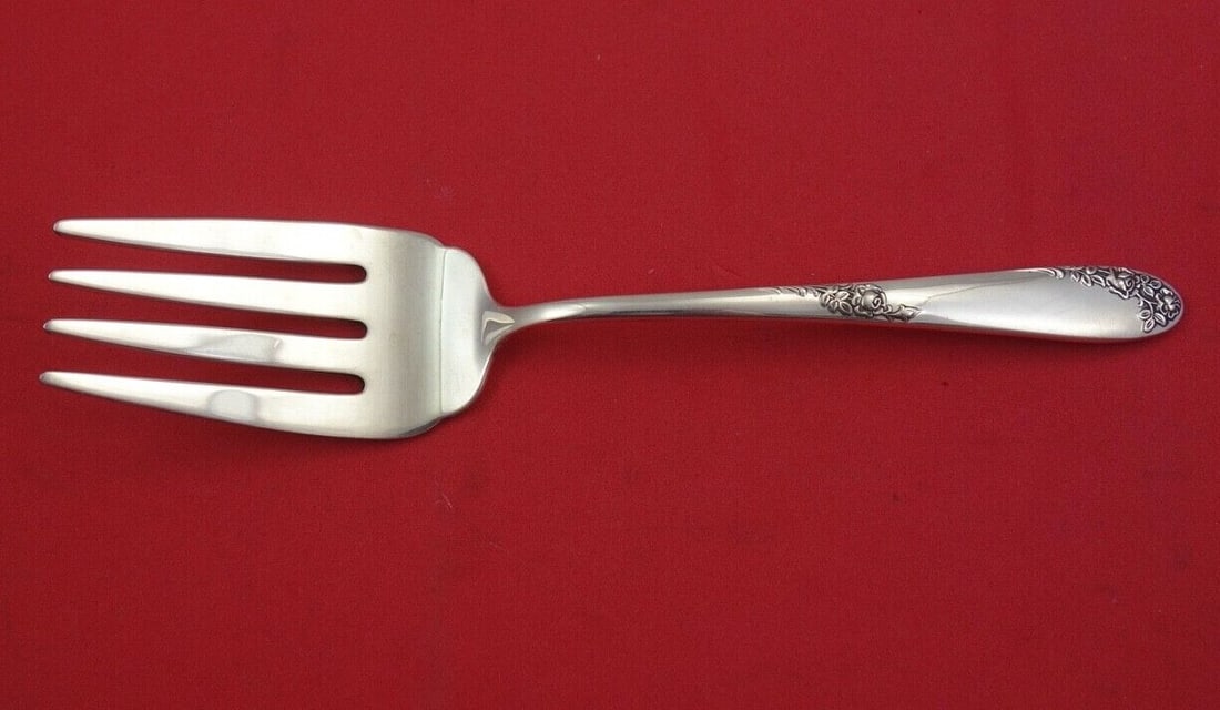 Lunt Sweetheart Rose Sterling Silver 7 1/2 Cold Meat Fork (1 of 2)