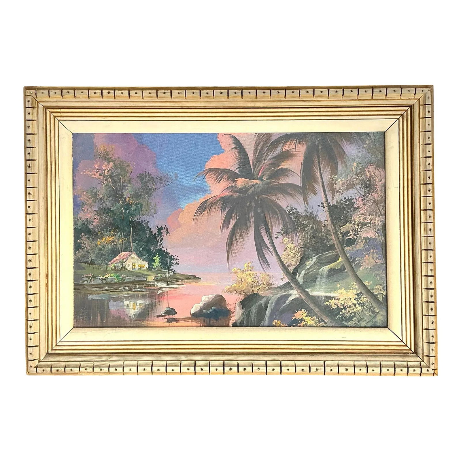 Vintage Coastal Landscape Oil Painting on Canvas 29.75 x 21 (1 of 7)