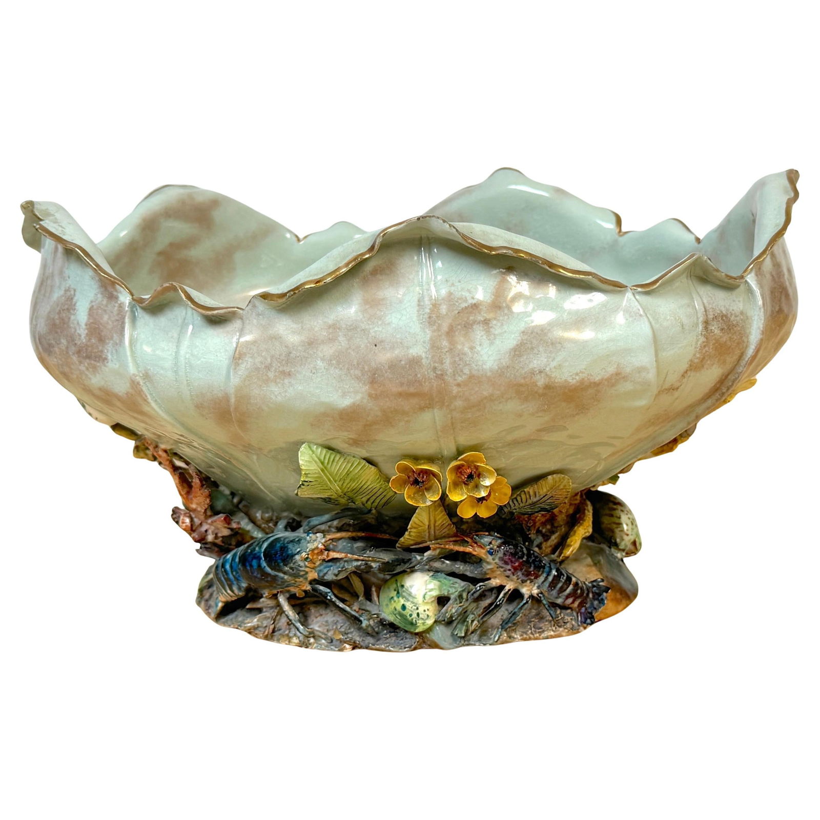 Doulton Lambeth Aesthetic Movement Marine Motif Stoneware Bowl 1880: Doulton Lambeth Aesthetic Movement Marine Motif Stoneware Bowl 1880 Discover a stunning piece of Victorian craftsmanship with this Aesthetic Movement Marine Motif Stoneware Bowl by Doulton Lambeth,